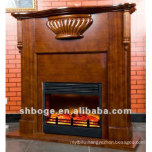 good artistic brown MDF wooden electric fireplace mantel